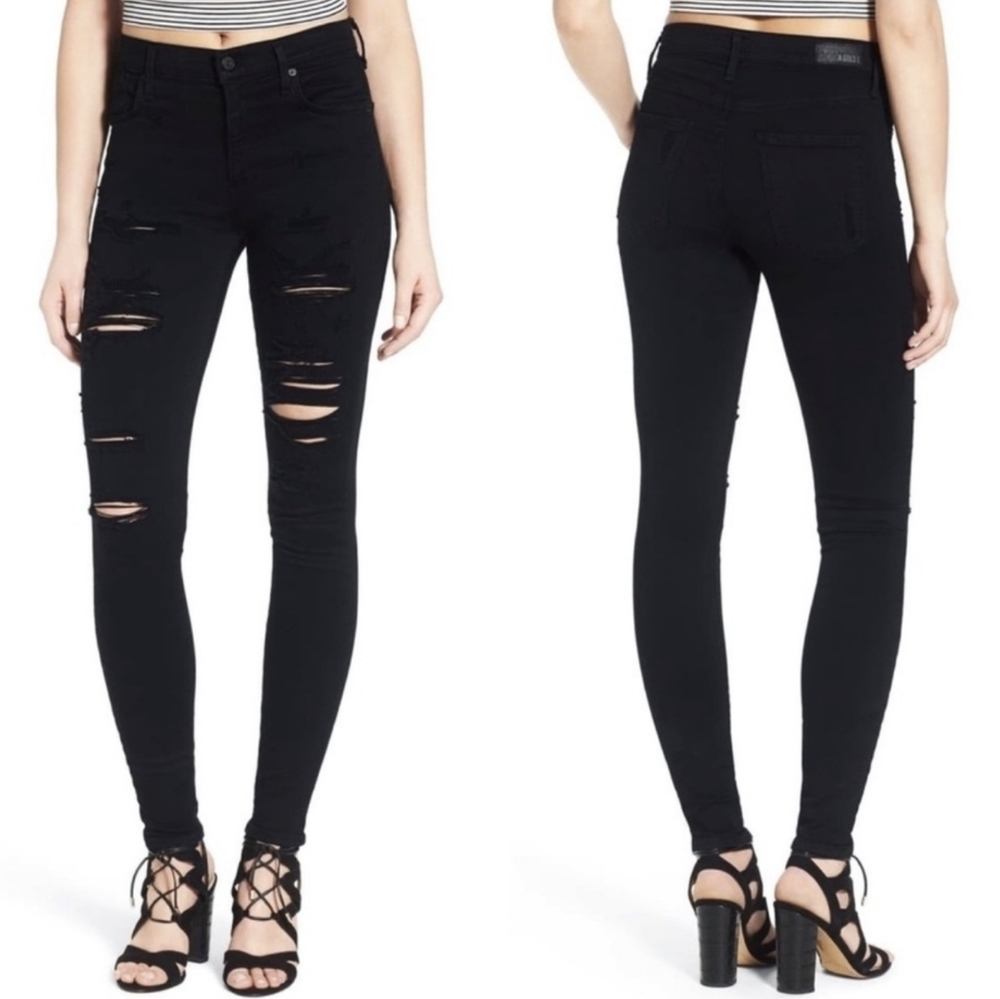 Agolde | Sophie High Rise Skinny in Distressed Black